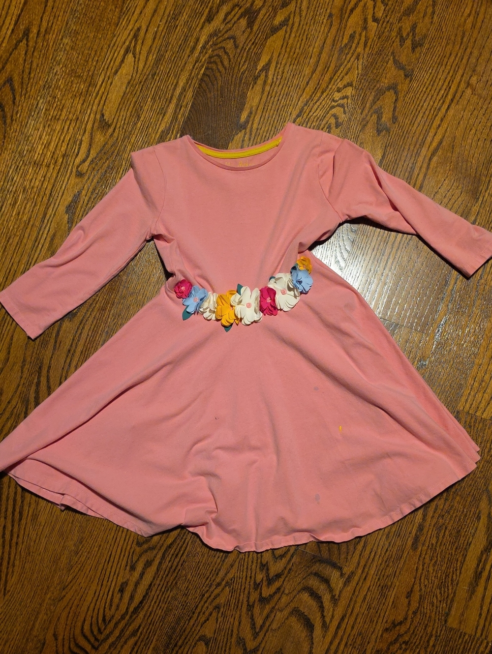 Mini Boden Pink Floral Belt Accent Twirl Dress